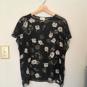 UO Pins and Needles boxy chiffon blouse